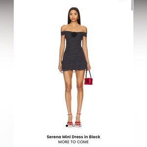 MORE TO COME Serena Polka Dot Off-Shoulder Dress